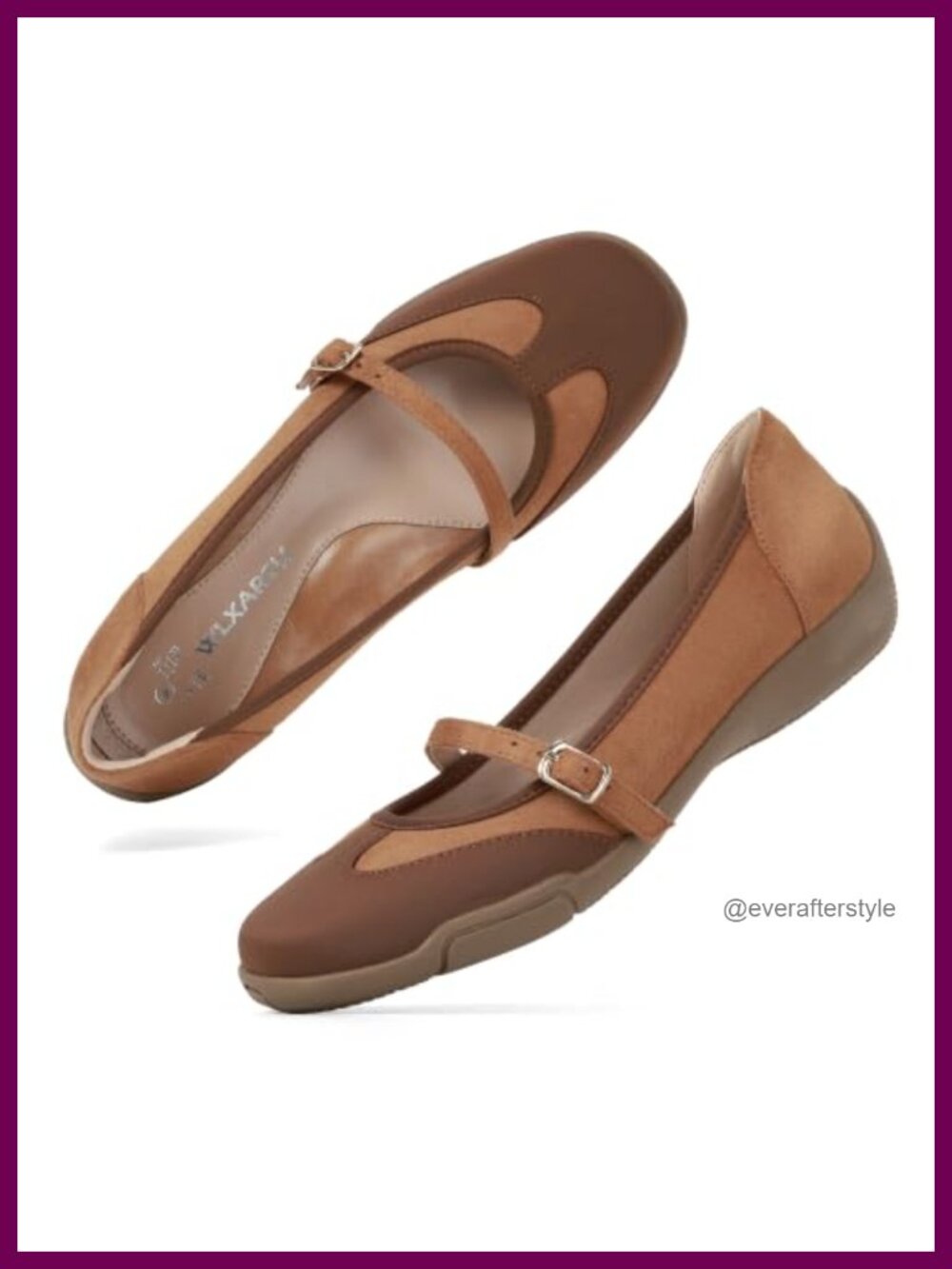 Women's Mary Jane Flats Faux Suede Arch Cushion Buckle Strap Shoes